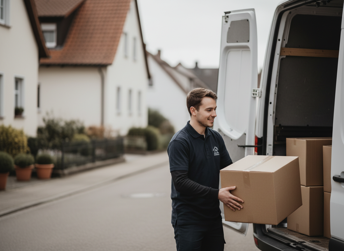 Mitarbeiter beim Beladen des Wohnklar-Sprinters – Jobs bei Wohnklar Service